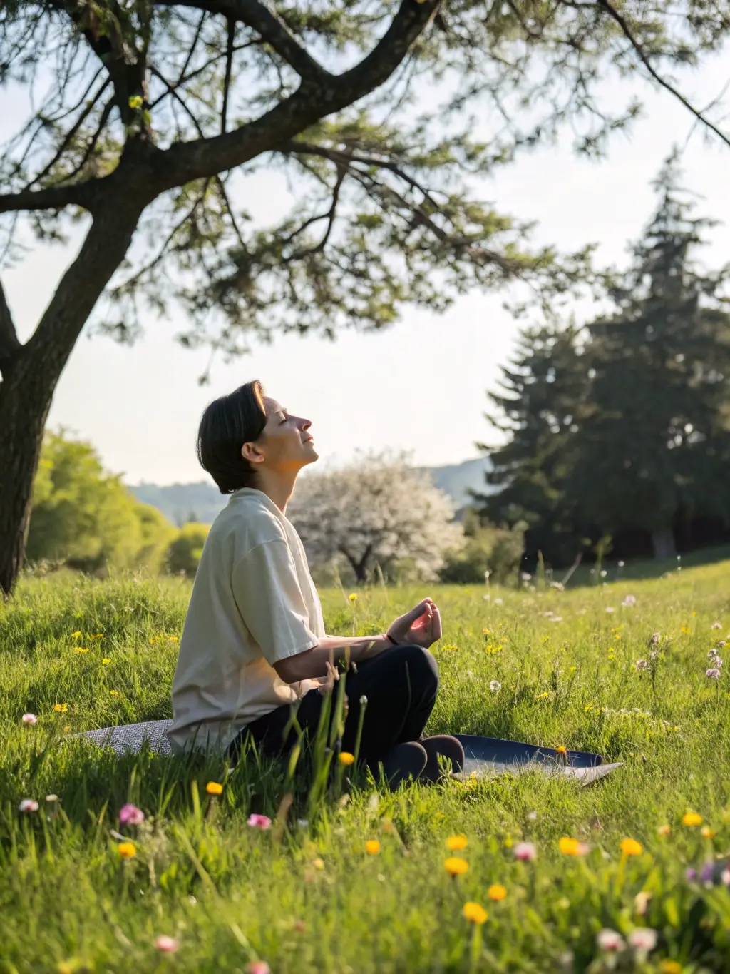 A serene image of a karate practitioner meditating in a peaceful setting, highlighting the mental and spiritual benefits of karate.